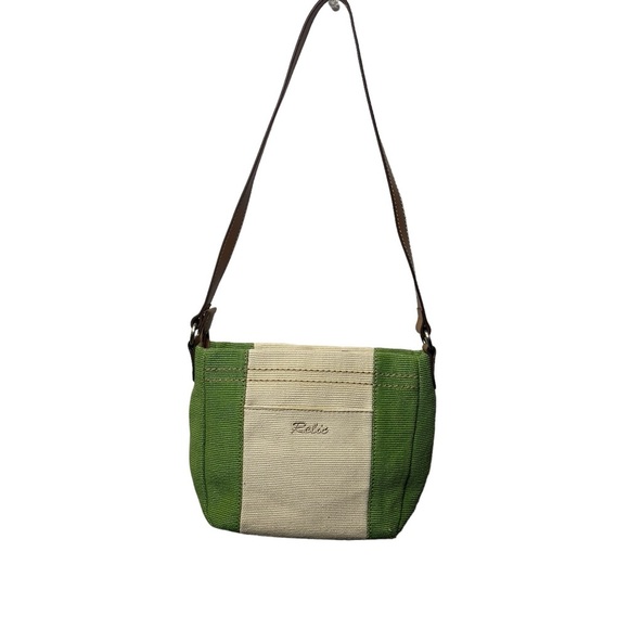 Vintage Y2K Relic Green Cream Mini Shoulder Crossbody Canvas Purse - Picture 12 of 15